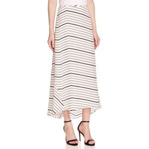 EUC Theory 100% Silk Vivridge Bevel Stripe High-Low Midi‎ Skirt Sz 4 Ivory Black